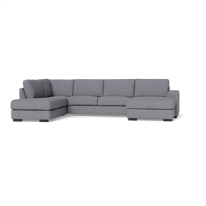 Malmø u-sofa med open end og chaiselong 356 x 220 - Irma stof - 1615 grey